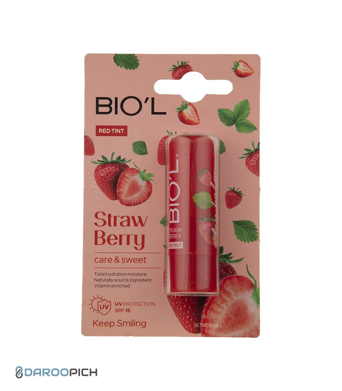 Biol-Care-And-Sweet-Straw-Berry-Lip-Balm.webp بالم لب توت فرنگی بیول - تصویر 1