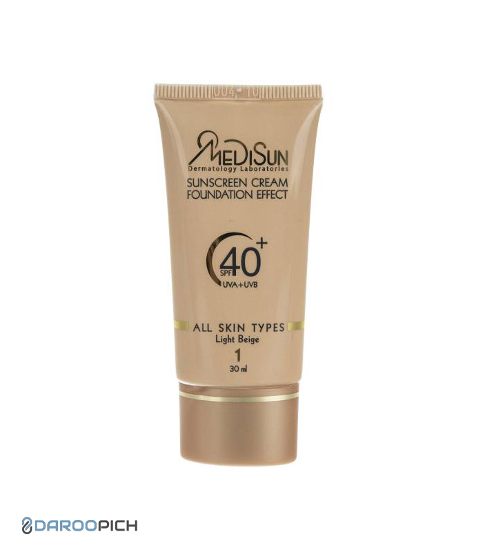 Medisan-Sunscreen-SPF40-light-beige-all-skin-types.jpg کرم ضد آفتاب SPF40 مناسب انواع پوست بژ روشن مدیسان - تصویر 1
