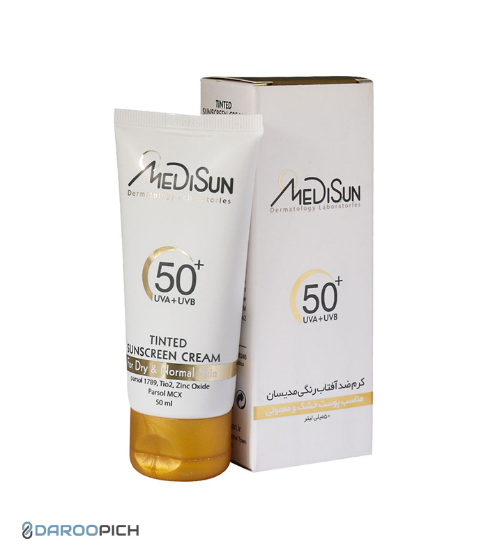 Medisun-Tinted-Sunscreen-Cream-SPF50.jpg کرم ضد آفتاب SPF50 رنگی مدیسان بژ طبیعی مناسب پوست خشک و معمولی - تصویر 1