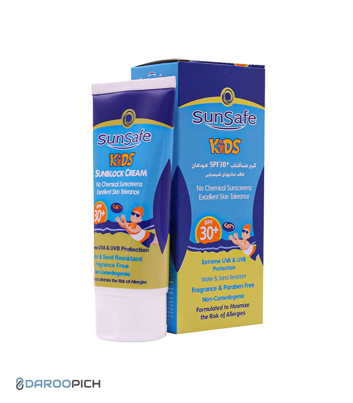 Sunsafe-Sunblock-Cream-SPF30-For-Kids-50.jpg کرم ضد آفتاب کودکان سان سیف SPF30 - تصویر 1
