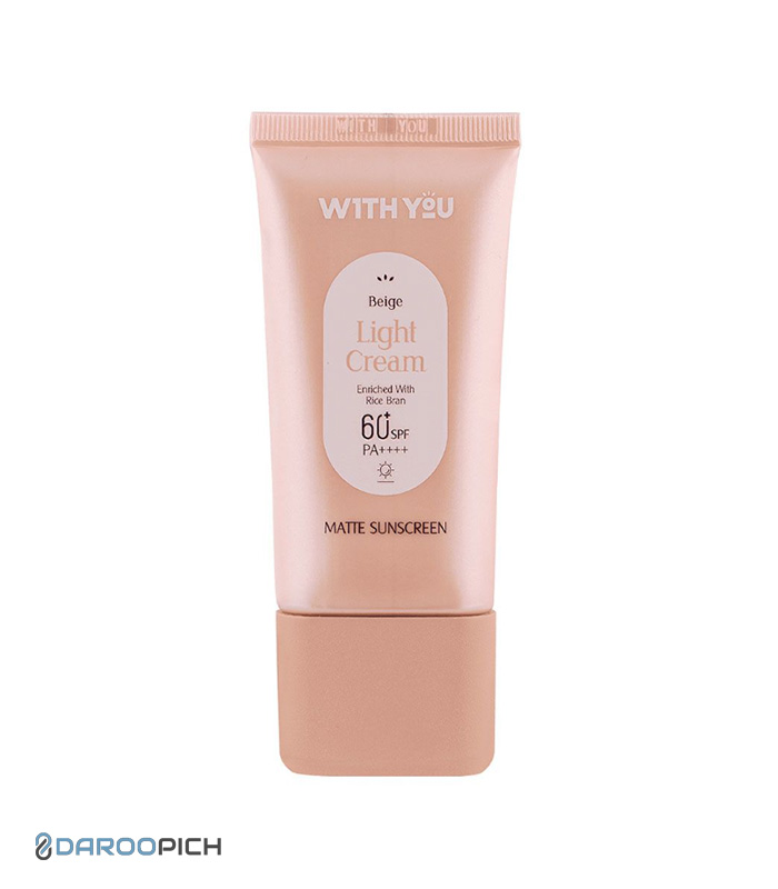 With-you-light-cream-sunscreen.jpg کرم ضد آفتاب رنگی SPF60 ویت یو بژ روشن - تصویر 1