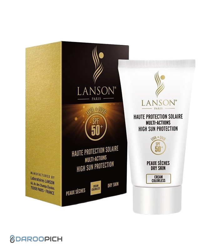 lanson-sunscreen-spf50-invisible.jpg کرم ضدآفتاب بی رنگ مولتی اکشن لانسون SPF50 مناسب پوستهای خشک 40 میلیلیتر - تصویر 1